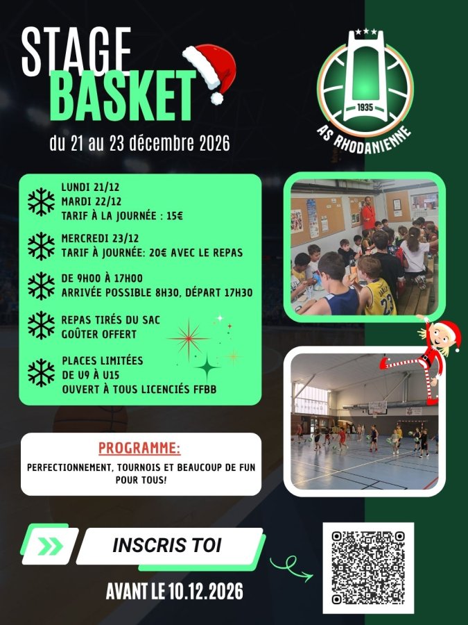 🎄 STAGE BASKET DE NOËL – LES INSCRIPTIONS SONT OUVERTES ! 🏀